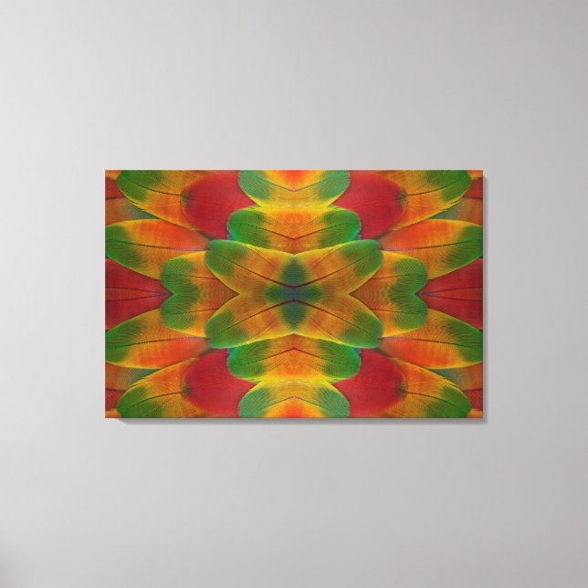 Macaw parrot feather kaleidoscope canvas print (Front)