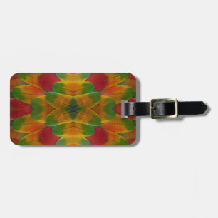 Macaw parrot feather kaleidoscope luggage tag