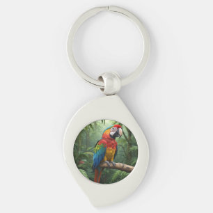 Macaw Parrot in the Jungle Keychain