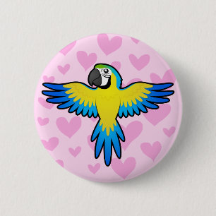 Macaw / Parrot Love 2 Inch Round Button
