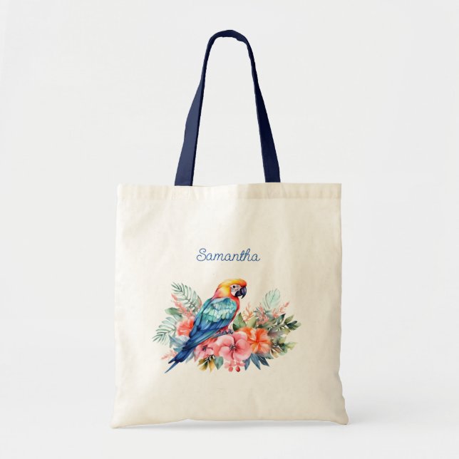 Macaw Parrot Personalized Tote Bag (Front)
