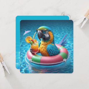 Macaw Parrot Pool Party Invitation
