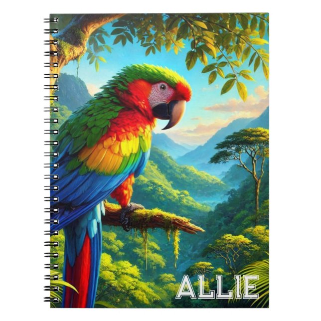 Macaw Parrot  Rainforest Spiral Photo Notebook (Front)