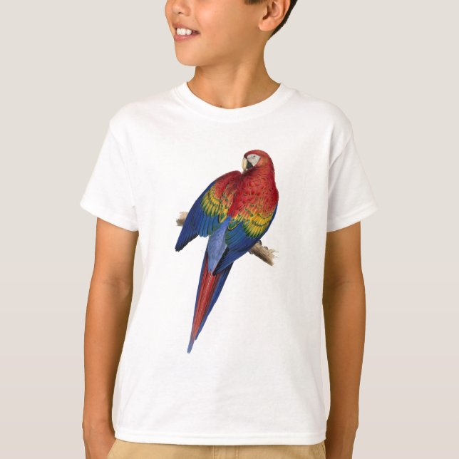 Macaw Parrot Red Yellow Blue Green Bird T-Shirt (Front)