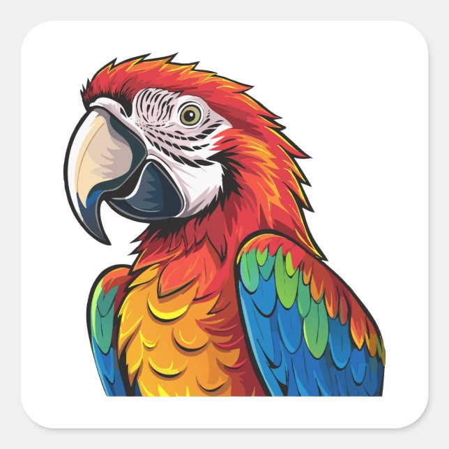 Macaw parrot square sticker (Front)