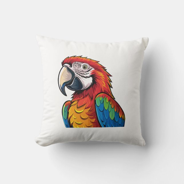 Macaw parrot throw pillow (Front)