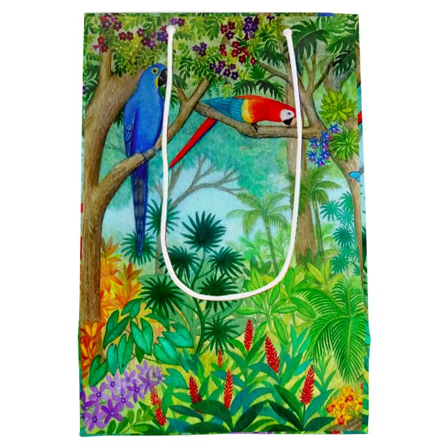Macaw Parrot Tropical Jungle Gift Bag (Back)