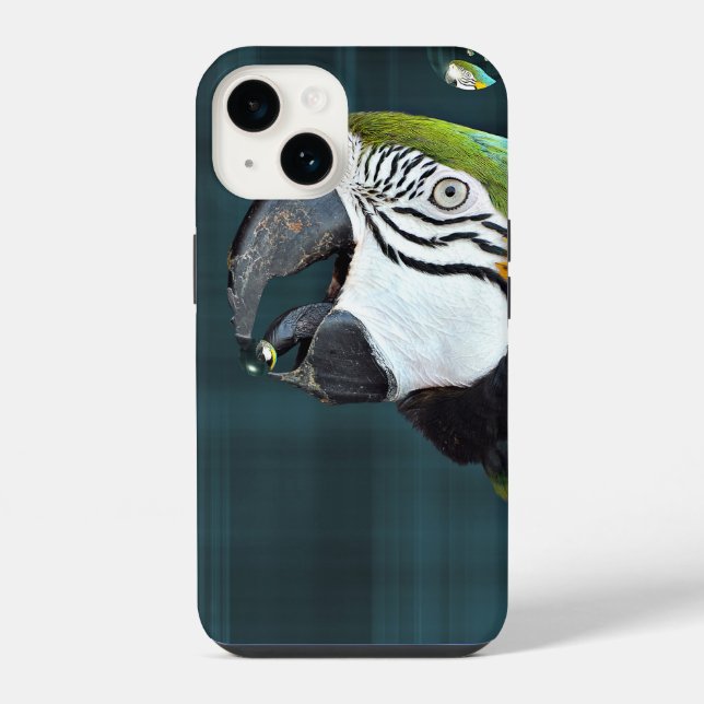Macaw Parrot with Bubbles  iPhone Case (Back)