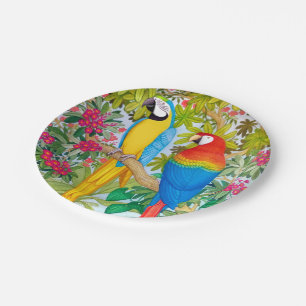 Macaw Parrots Tropical Birds Paper Plates
