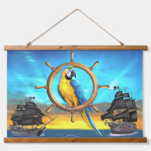MACAW PIRATE PARROT HANGING TAPESTRY