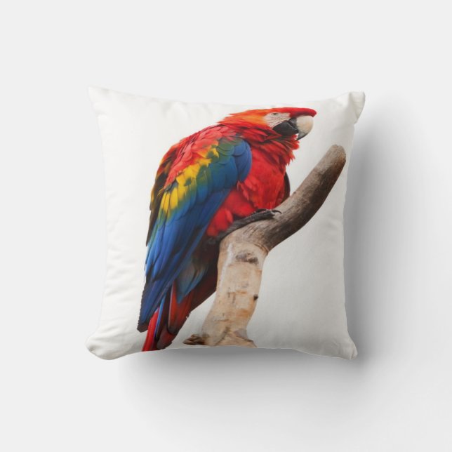 macaw- scarlet throw pillow (Front)