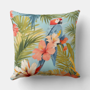 Macaw Tropical Solitude Throw Pillow