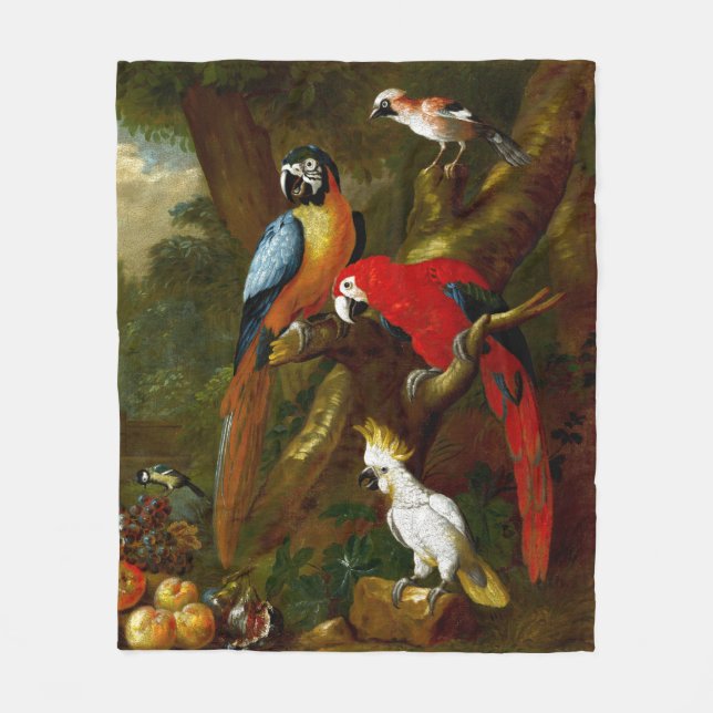 Macaws Parrots Cockatoo Birds Fleece Blanket (Front)