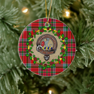 MacBain Clan Badge & Tartan Personalized Christmas Ceramic Ornament