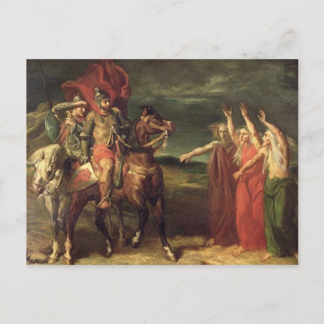 Macbeth and the Three Witches, 1855 Postcard (Front)