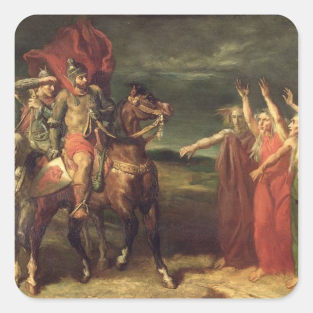Macbeth and the Three Witches, 1855 Square Sticker (Front)