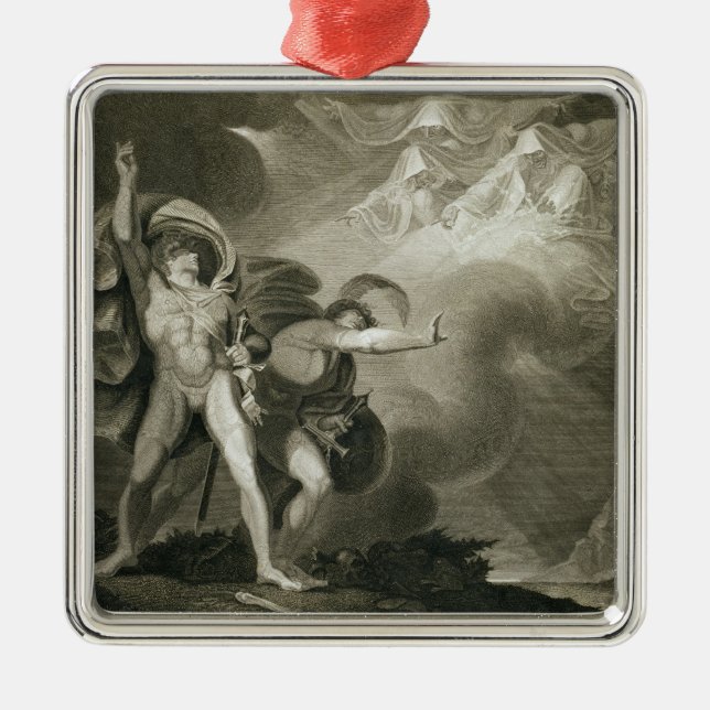 Macbeth, Banquo and the Three Witches on the Heath Metal Ornament (Front)