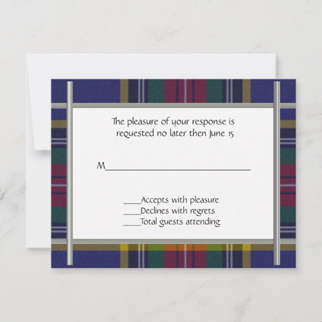 MacBeth Plaid Wedding RSVP Card (Front)