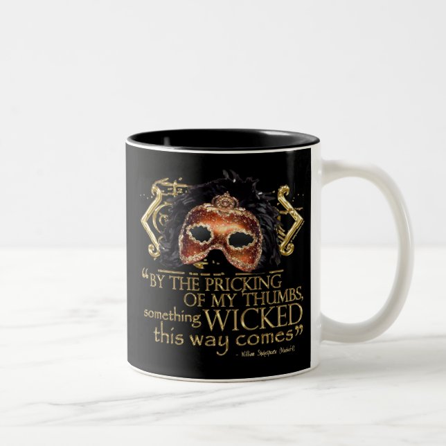 Macbeth "Something Wicked" Quote (Gold Version) Two-Tone Coffee Mug (Right)