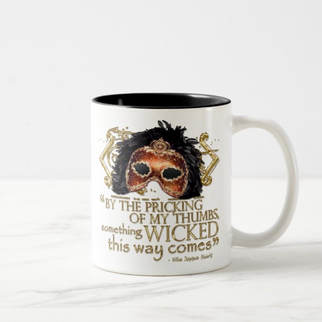 Macbeth "Something Wicked" Quote (Gold Version) Two-Tone Coffee Mug (Right)