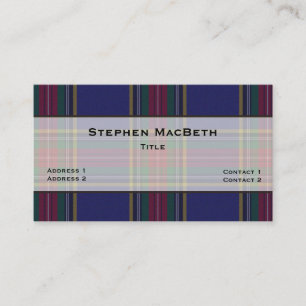 MacBeth Tartan Plaid Custom Business Card