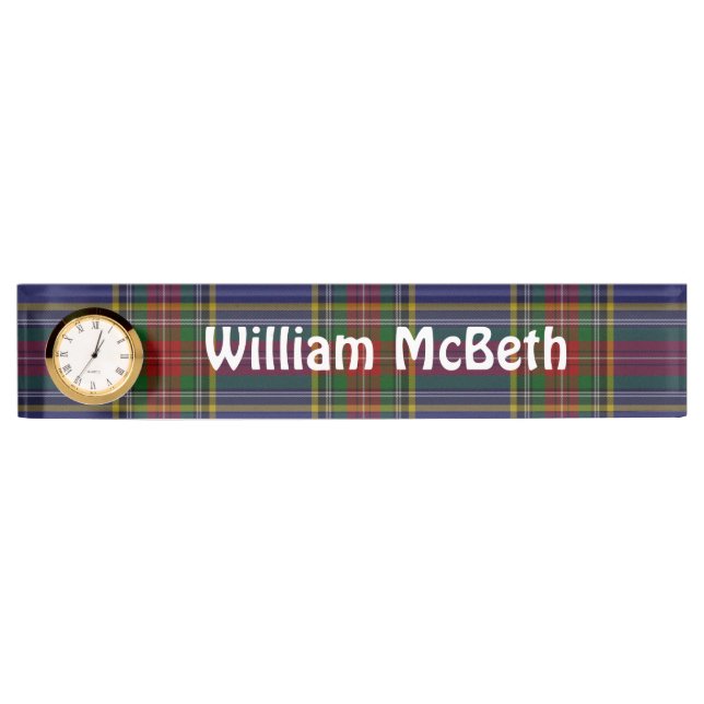 MacBeth Tartan Plaid Desk Name Plate (Front)