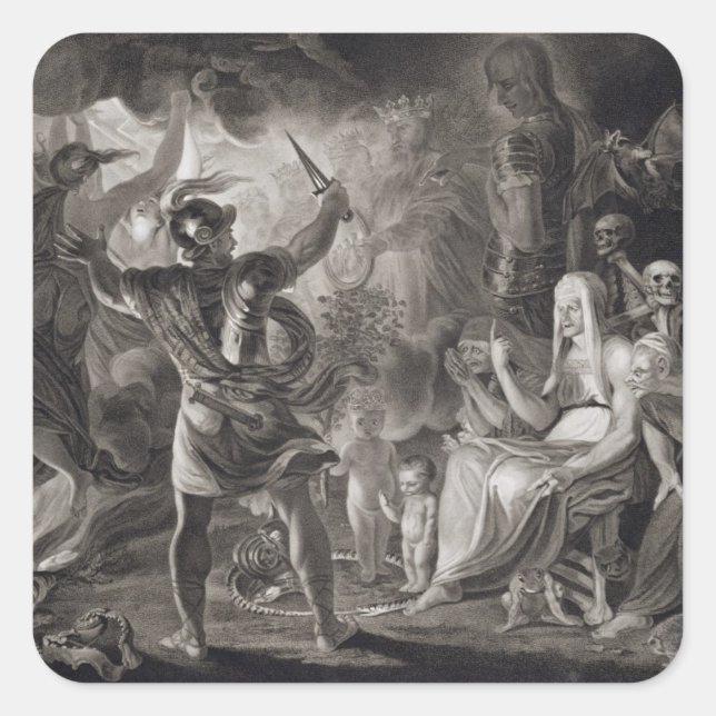 Macbeth, the Three Witches and Hecate in Act IV, S Square Sticker (Front)