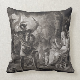 Macbeth, the Three Witches and Hecate in Act IV, S Throw Pillow