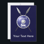 Maccabee Shield And Spears<br><div class="desc">A depiction of a Maccabee's shield and two spears. The shield is adorned by a lion and text reading "Yisrael" (Israel) in the Paleo-Hebrew alphabet. The Maccabees were Jewish rebels who freed Judea from the yoke of the Seleucid Empire. Chanukkah is not just a mid-winter festival featuring candles and fried...</div>