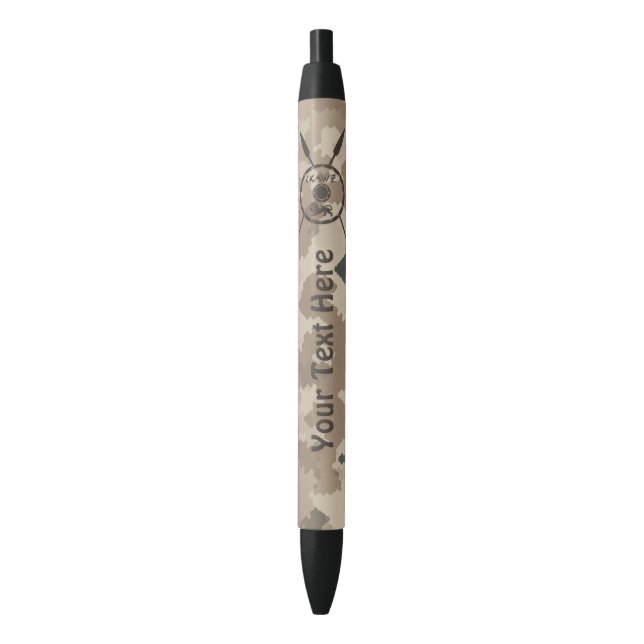 Maccabee Shield And Spears - Desert Black Ink Pen (Front Vertical)