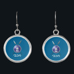 Maccabee Shield And Spears Earrings<br><div class="desc">A depiction of a Maccabee's shield and two spears. The shield is adorned by a lion and text reading "Yisrael" (Israel) in the Paleo-Hebrew alphabet. Modern Hebrew text reading "Maccabee" also appears. You may change the background colour. The Maccabees were Jewish rebels who freed Judea from the yoke of the...</div>