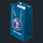 Maccabee Shield And Spears Small Gift Bag<br><div class="desc">For your Chanukkah party. A depiction of a Maccabee's shield and two spears. The shield is adorned by a lion and text reading "Yisrael" (Israel) in the Paleo-Hebrew alphabet. English text reading "Maccabee" also appears. The Maccabees were Jewish rebels who freed Judea from the yoke of the Seleucid Empire. Chanukkah...</div>