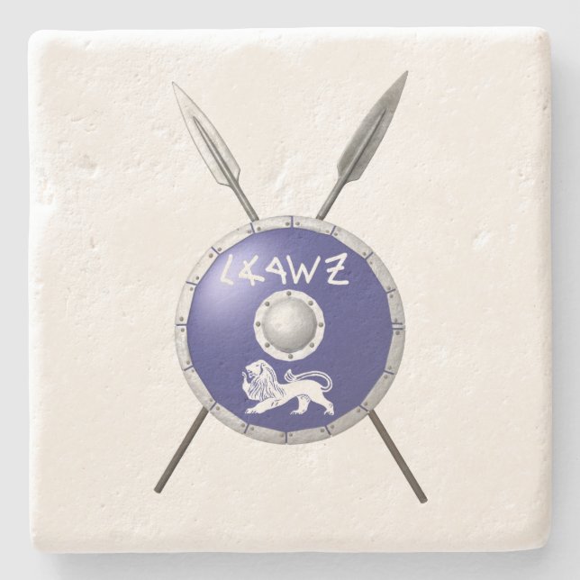 Maccabee Shield And Spears Stone Coaster (Front)