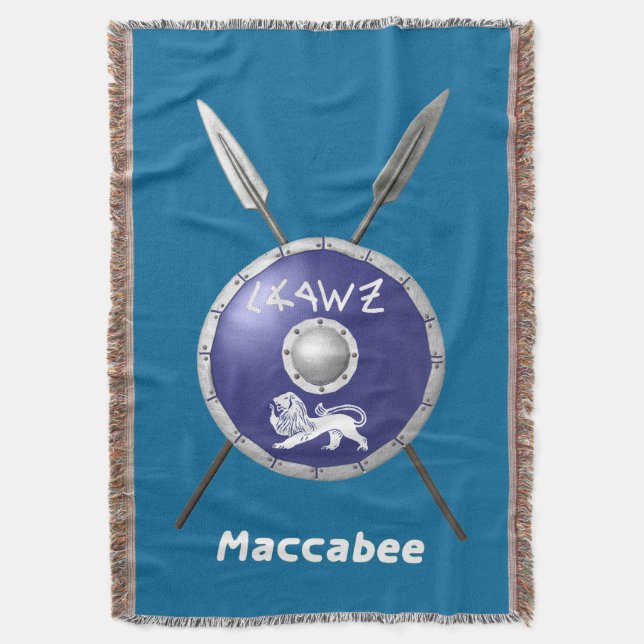 Maccabee Shield And Spears Throw Blanket (Front Vertical)
