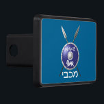 Maccabee Shield And Spears Trailer Hitch Cover<br><div class="desc">Chag Sameach! A depiction of a Maccabee's shield and two spears. The shield is adorned by a lion and text reading "Yisrael" (Israel) in the Paleo-Hebrew alphabet. Modern Hebrew text reading "Maccabee" also appears. The Maccabees were Jewish rebels who freed Judea from the yoke of the Seleucid Empire. Chanukkah is...</div>