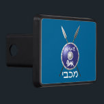 Maccabee Shield And Spears Trailer Hitch Cover<br><div class="desc">Chag Sameach! A depiction of a Maccabee's shield and two spears. The shield is adorned by a lion and text reading "Yisrael" (Israel) in the Paleo-Hebrew alphabet. Modern Hebrew text reading "Maccabee" also appears. The Maccabees were Jewish rebels who freed Judea from the yoke of the Seleucid Empire. Chanukkah is...</div>