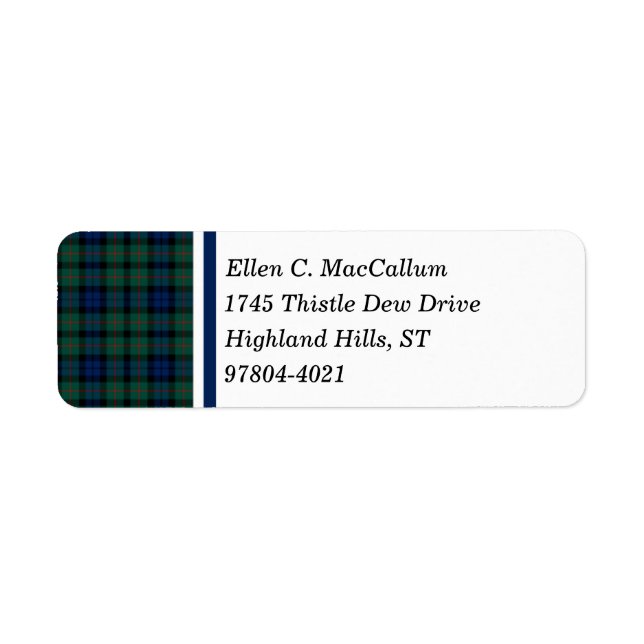 MacCallum Clan Dark Blue et Green Scottish Tartan (Devant)