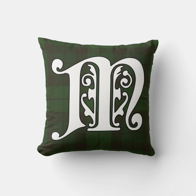 MacCormick Clan Tartan Monogram Throw Pillow (Front)