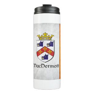 MacDermott Family Crest on Irish Flag Thermal Tumbler