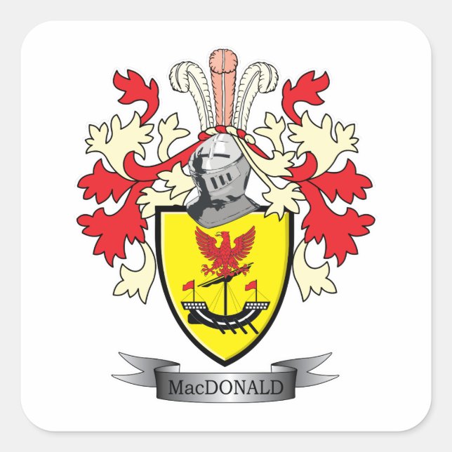 MacDonald Family Crest Coat of Arms Square Sticker (Front)