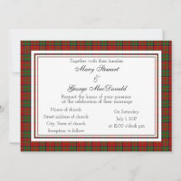 MacDonald Of Glencoe Scottish Wedding Invitation