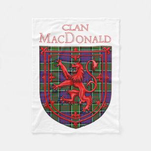MacDonald of Ranald Tartan Scottish Plaid Lion Ram Fleece Blanket