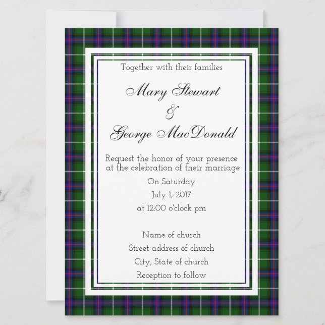 MacDonald Of The Isles Scottish Wedding Invitation (Front)