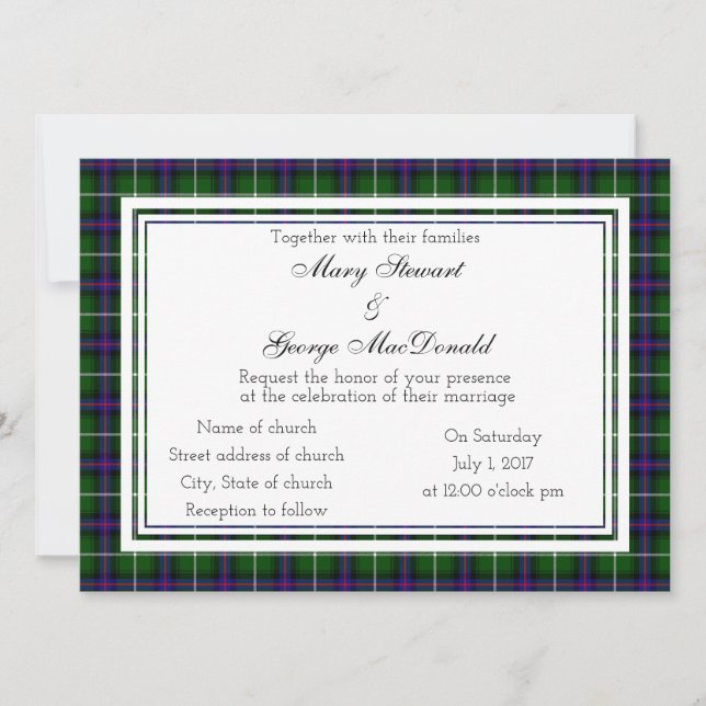 MacDonald Of The Isles Scottish Wedding Invitation (Front)