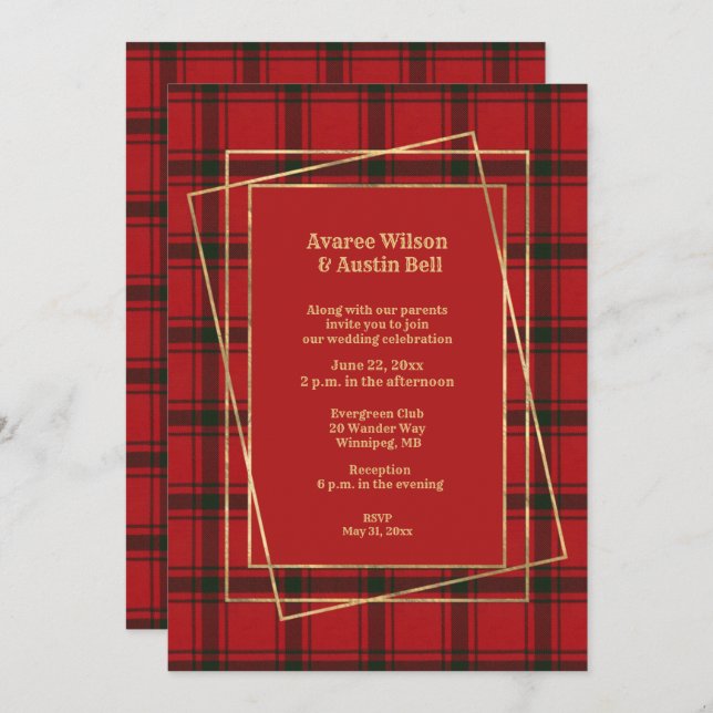 MacDonald Sleet Modern with Gold Frame Invitation (Front/Back)