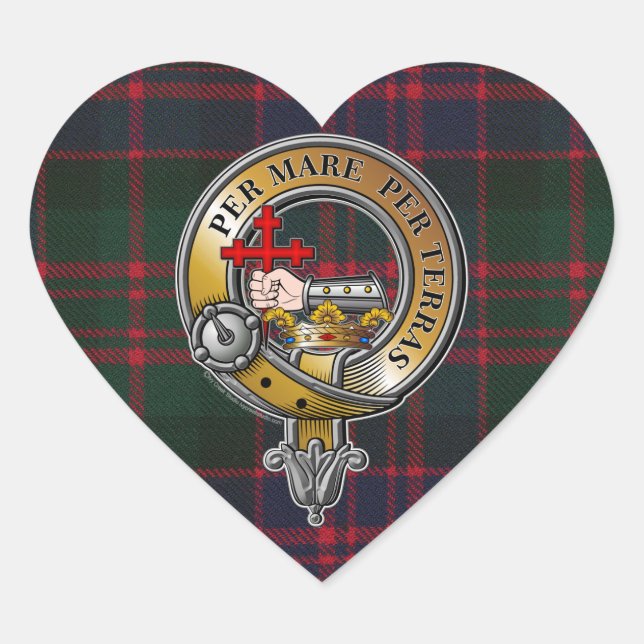 MacDonald Tartan & Badge Heart Sticker (Front)