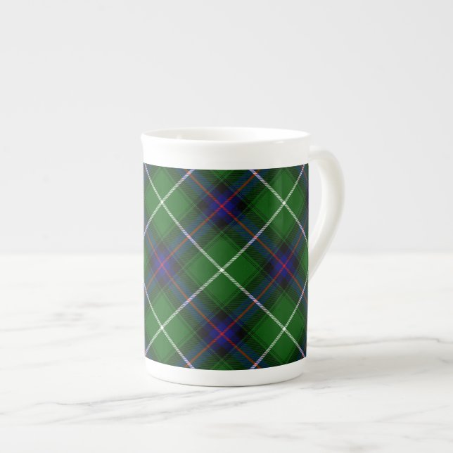 MacDonald tartan green blue plaid Bone China Mug (Front Right)