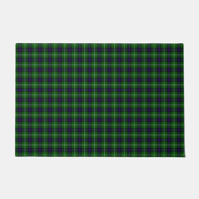 MacDonald tartan green blue plaid Doormat (Front)