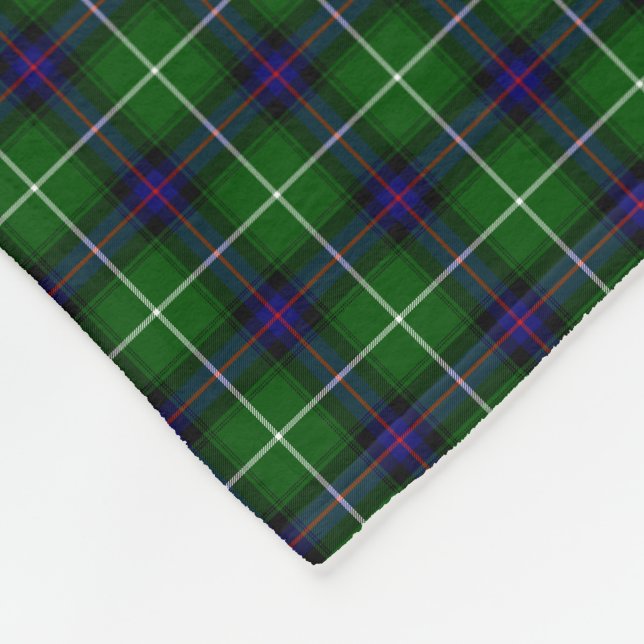 MacDonald tartan green blue plaid Fleece Blanket (Corner)