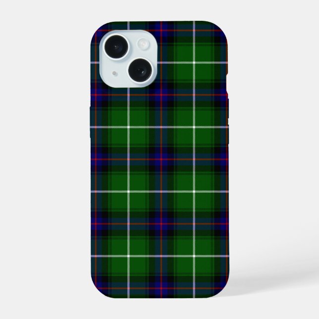 MacDonald tartan green blue plaid iPhone 15 Case (Back)